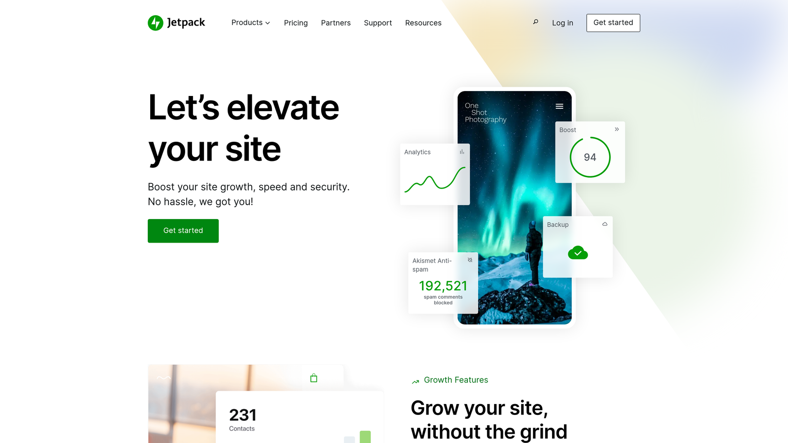 Screenshot of Jetpack website