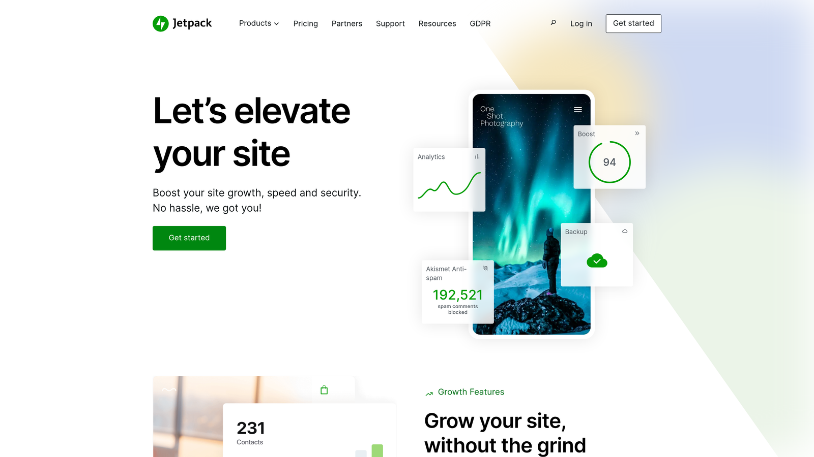 Screenshot of Jetpack website