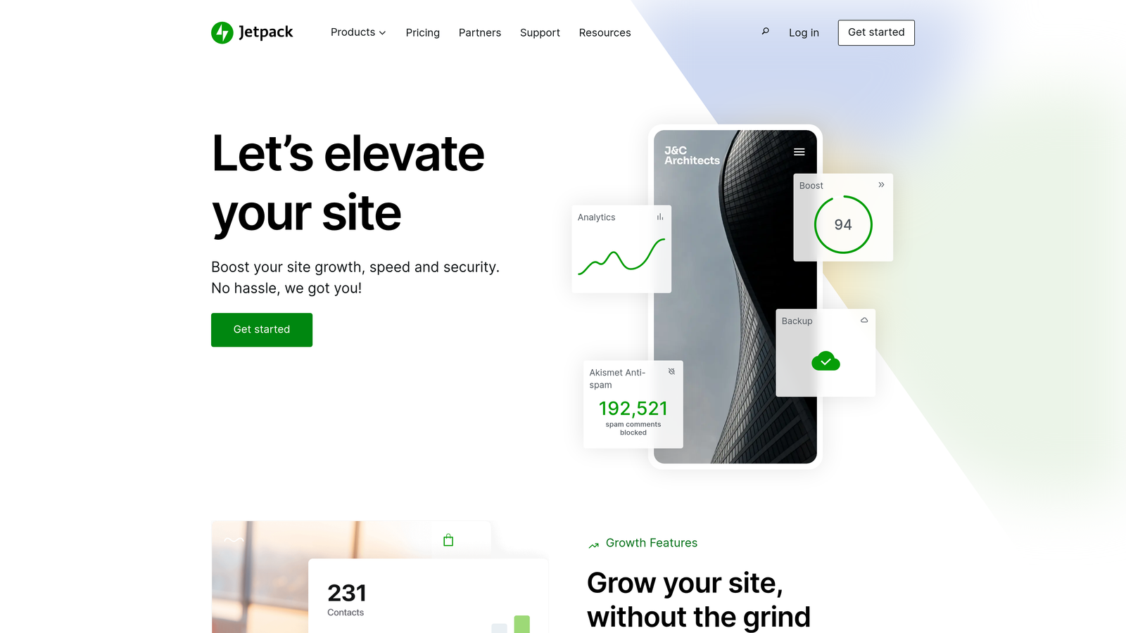 Screenshot of Jetpack website