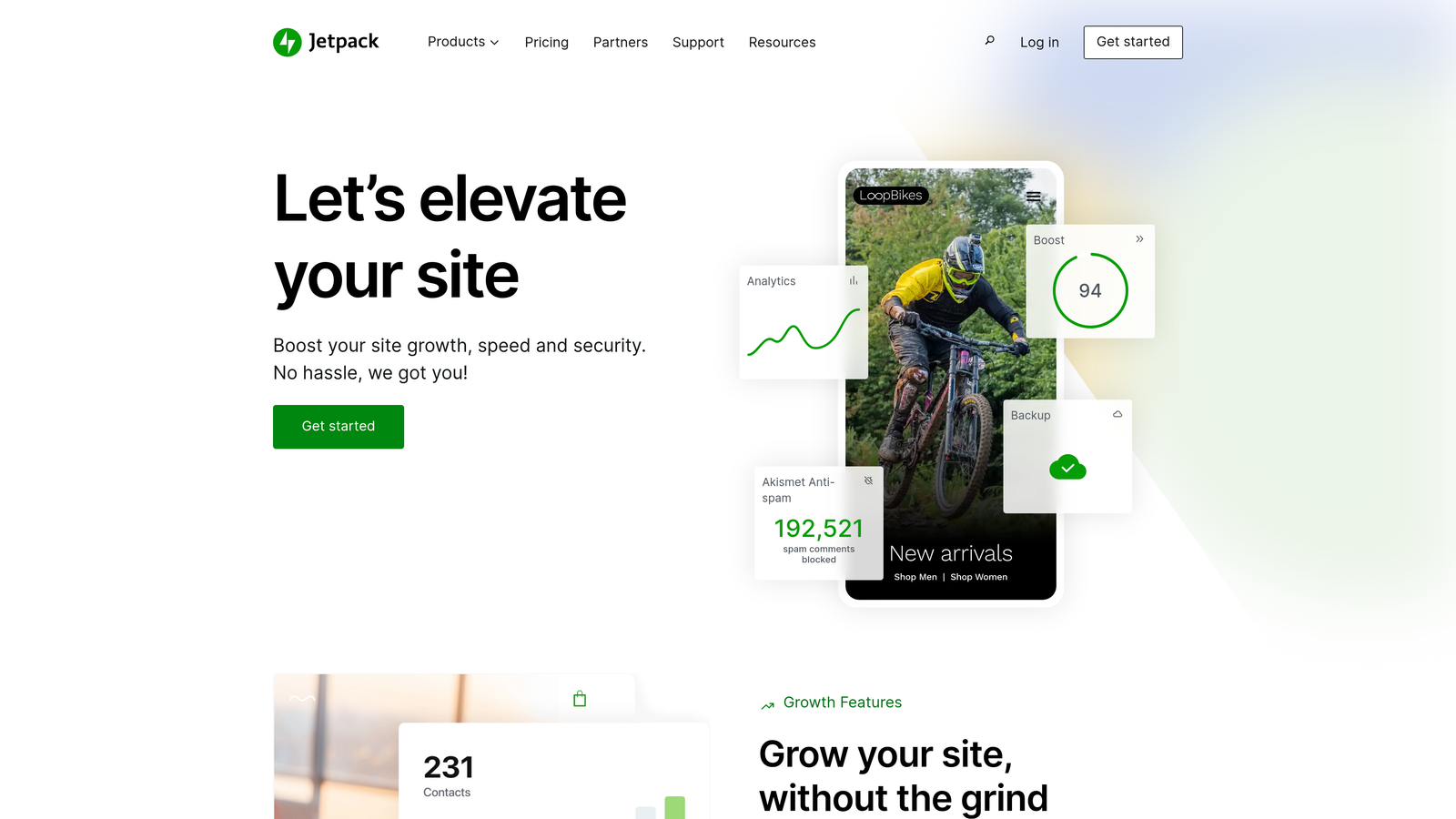 Screenshot of Jetpack website