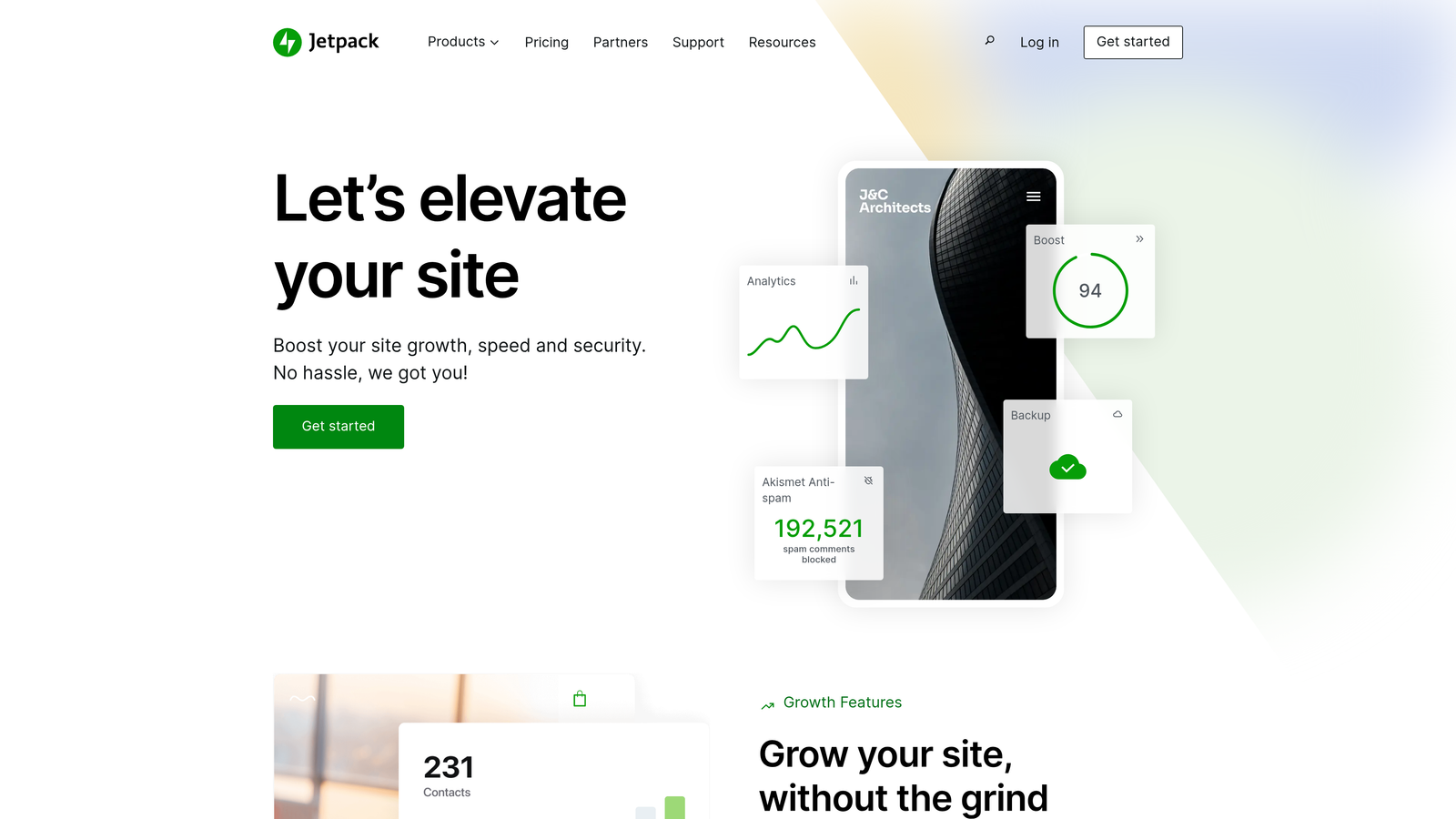 Screenshot of Jetpack website