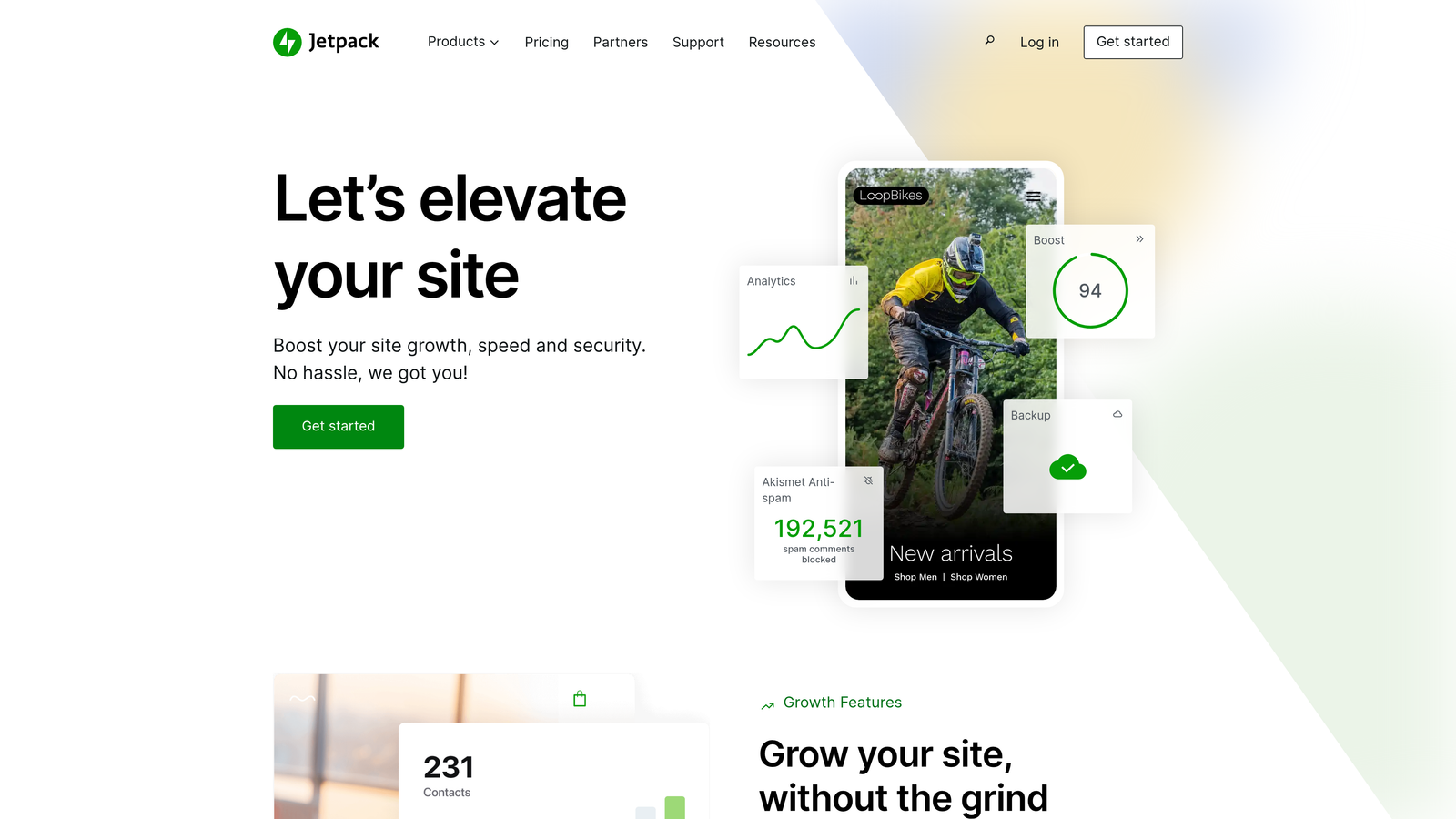 Screenshot of Jetpack website