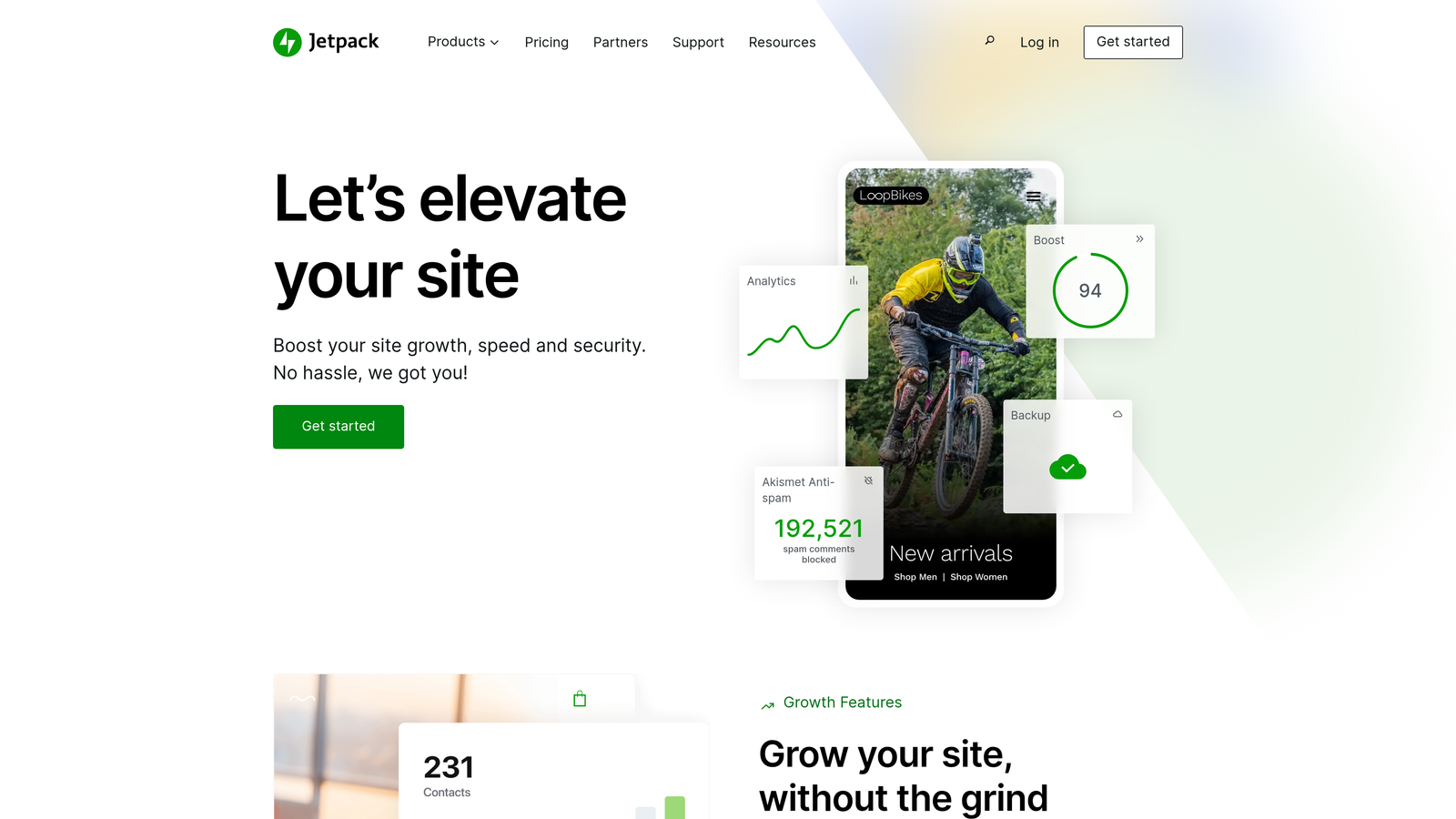 Screenshot of Jetpack website