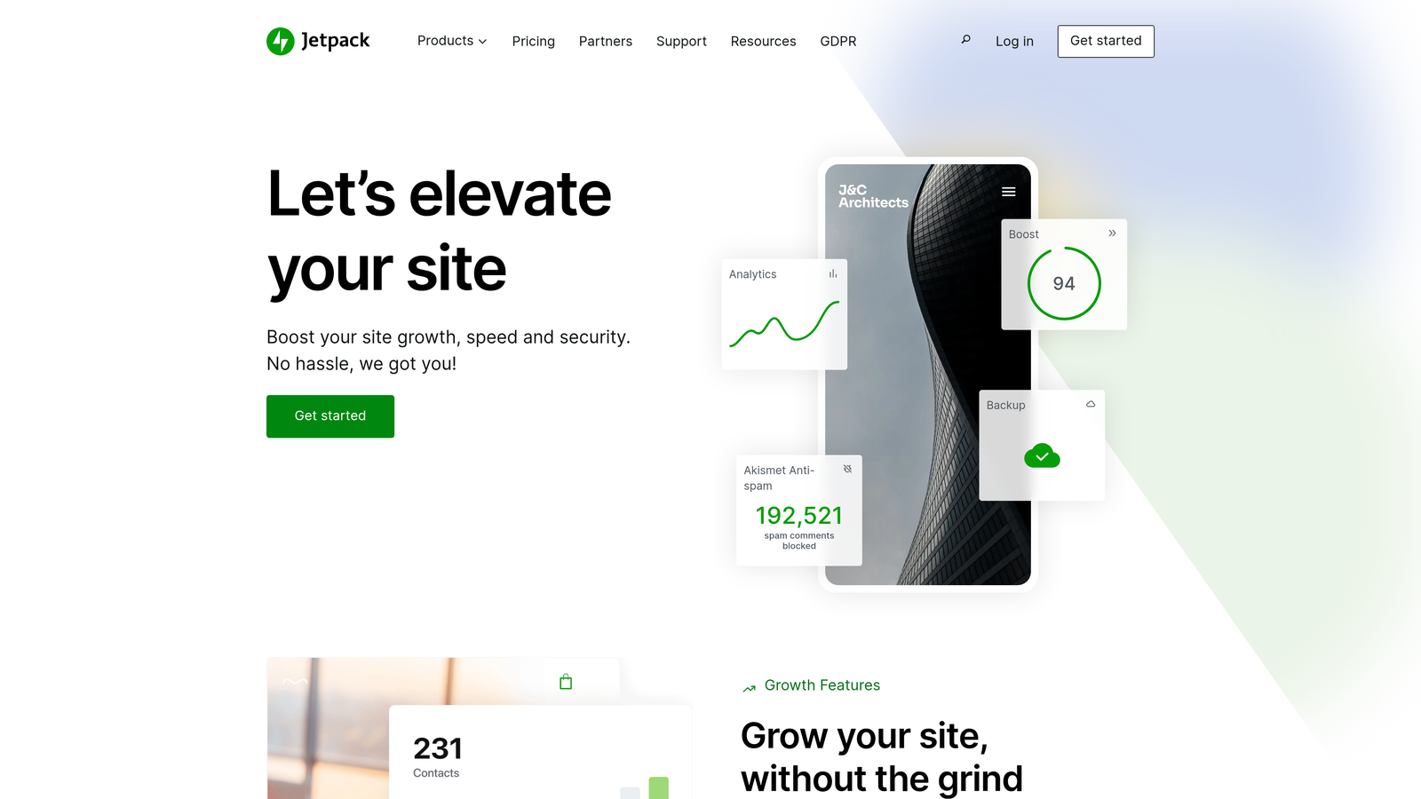 Screenshot of Jetpack website