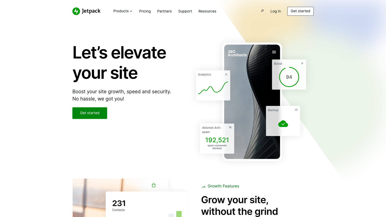 Screenshot of Jetpack website