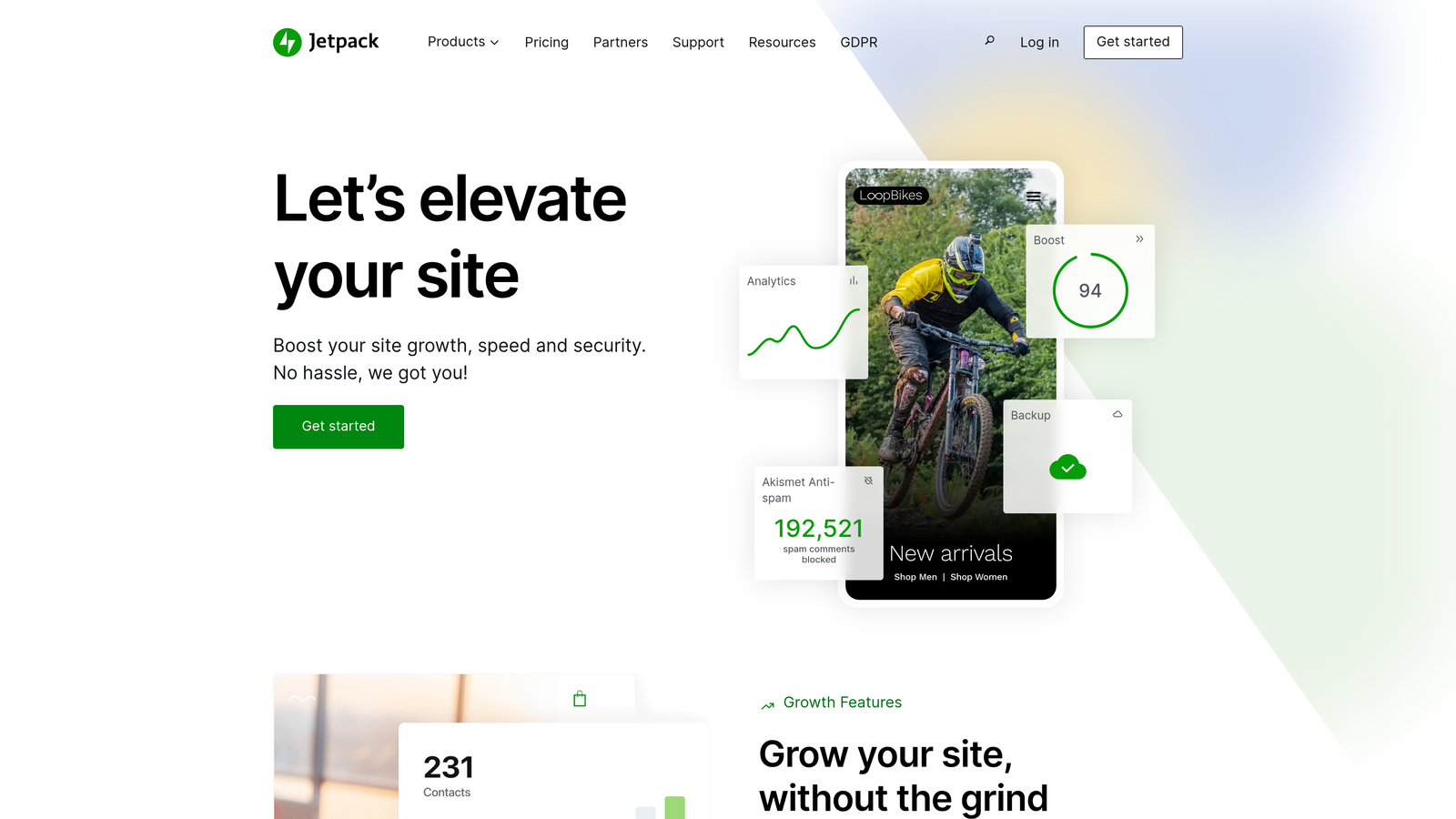 Screenshot of Jetpack website