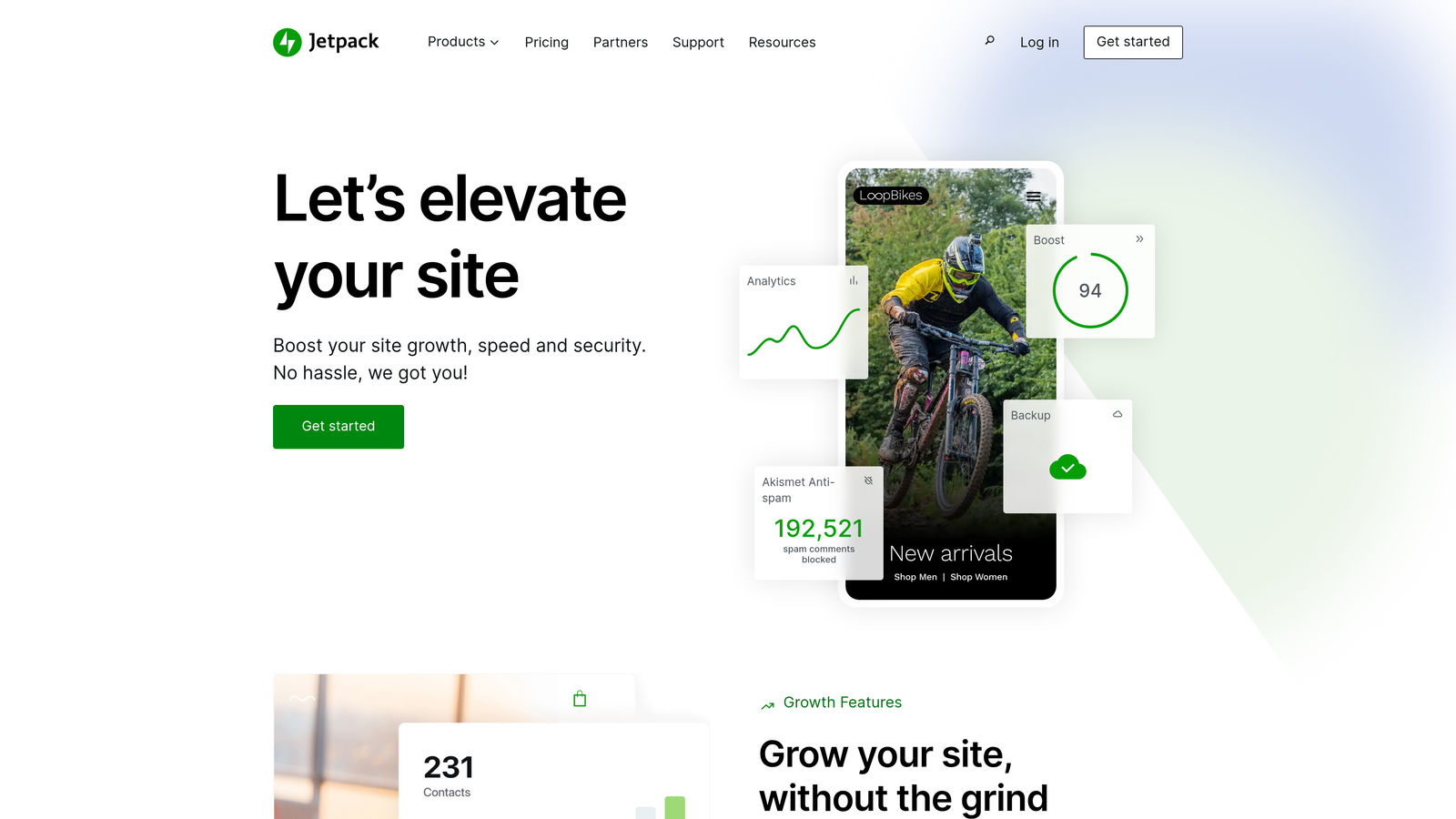 Screenshot of Jetpack website