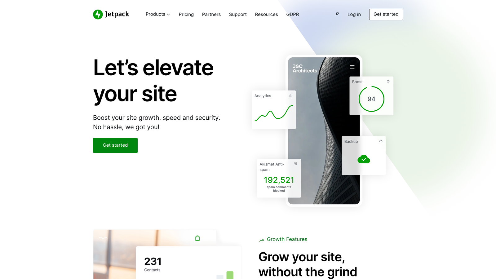 Screenshot of Jetpack website