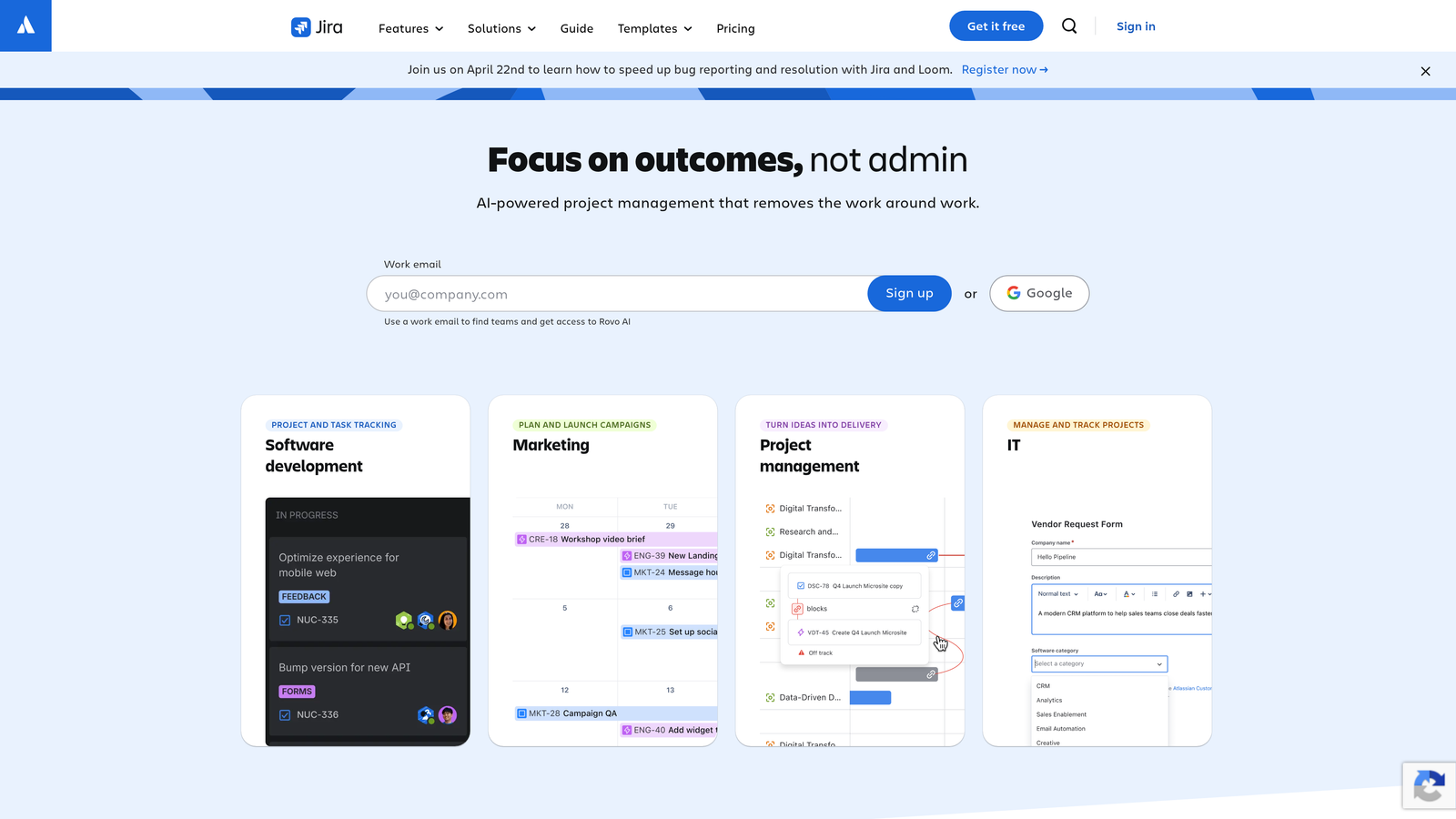 Screenshot of Jira website
