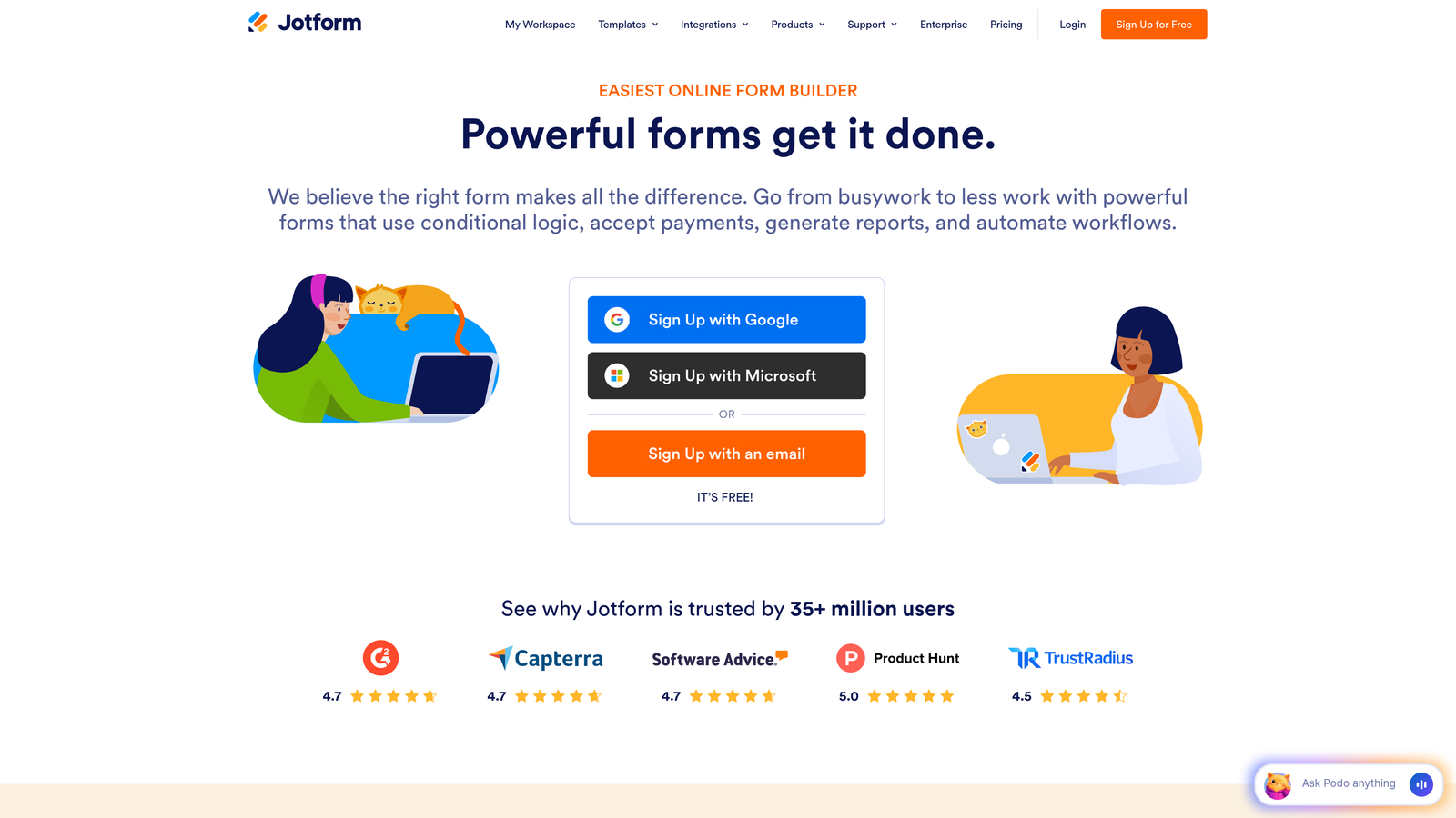 Screenshot of Jotform Appointments website