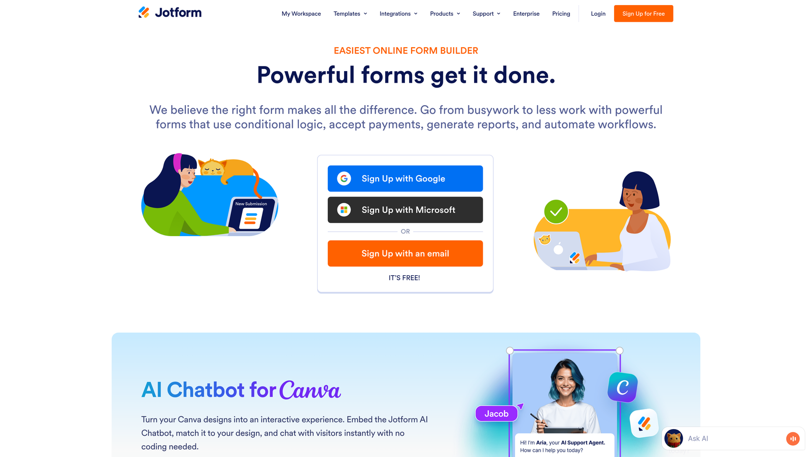 Screenshot of Jotform Enterprise website