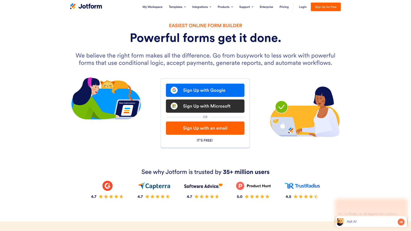 Screenshot of Jotform Enterprise website