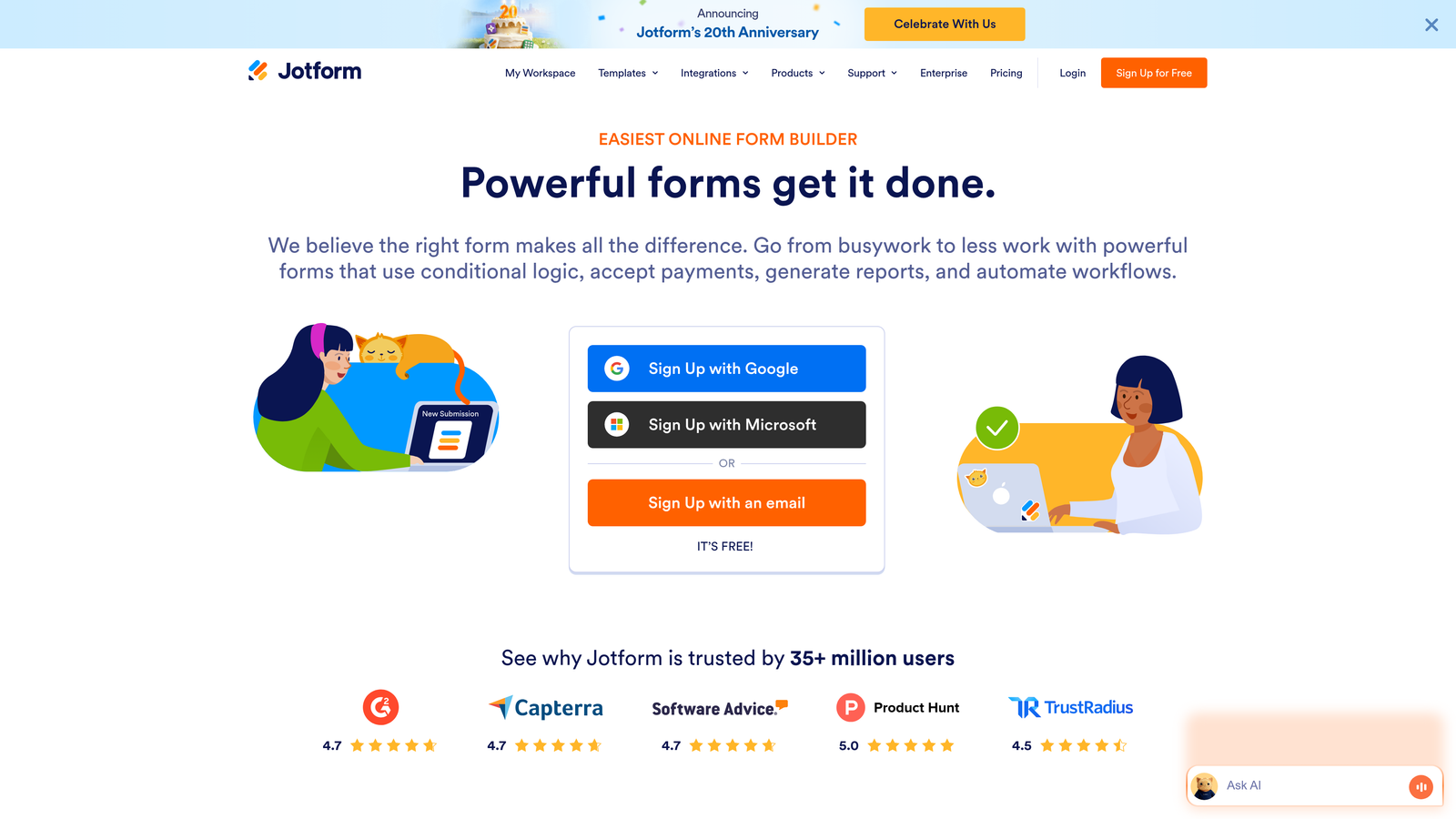 Screenshot of Jotform Enterprise website