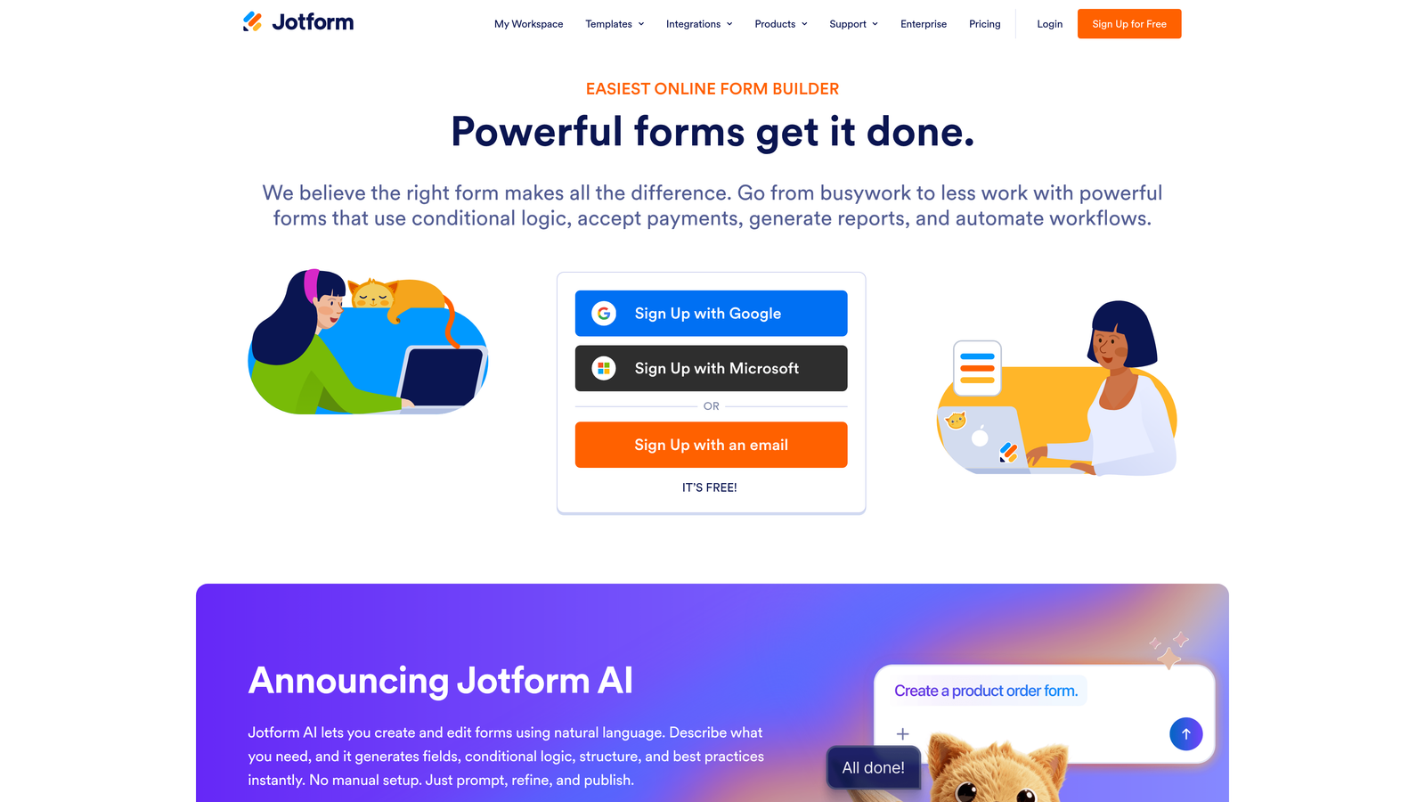 Screenshot of Jotform Enterprise website
