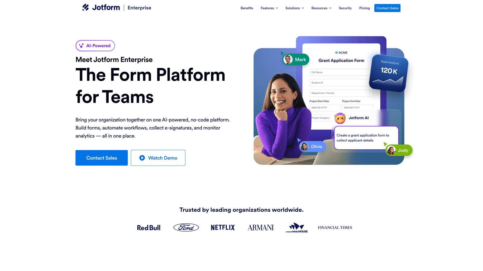 Screenshot of Jotform Enterprise website