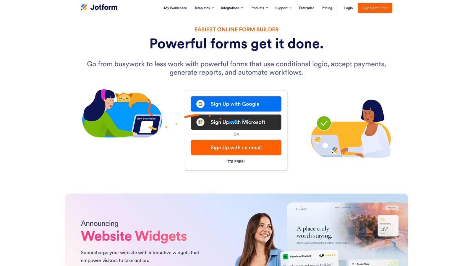 Screenshot of Jotform website