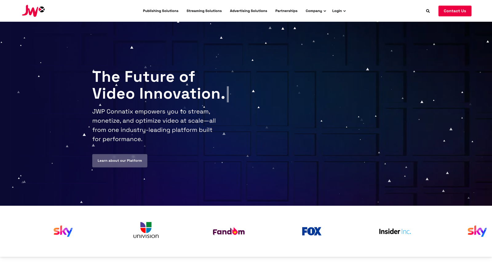 Screenshot of JW Player website homepage