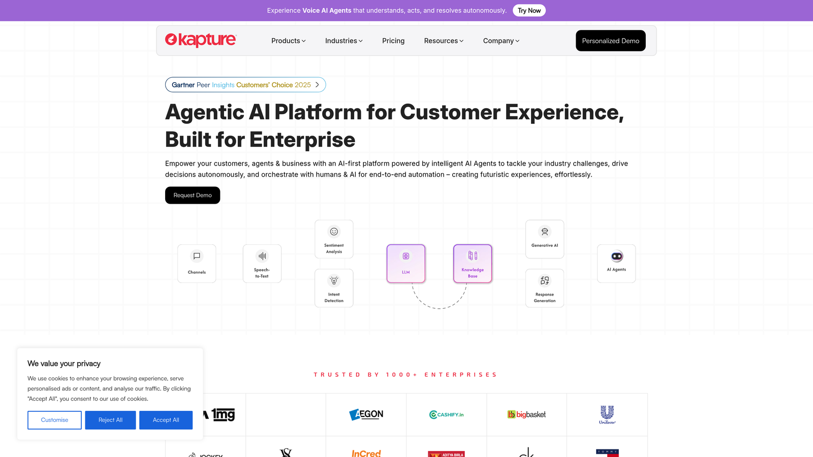 Screenshot of Kapture CX website
