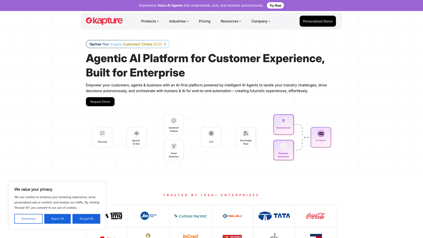 Screenshot of Kapture CX website