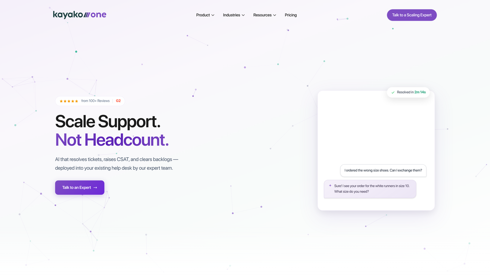 Screenshot of Kayako website