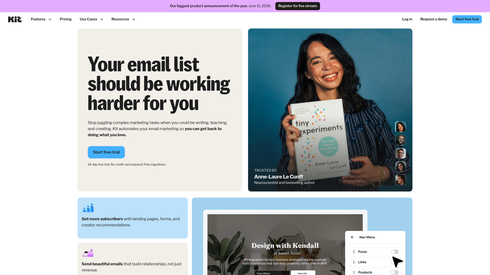 Screenshot of Kit (ConvertKit) Forms website