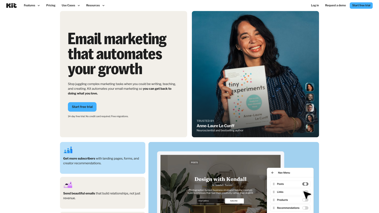 Screenshot of Kit (formerly ConvertKit) website