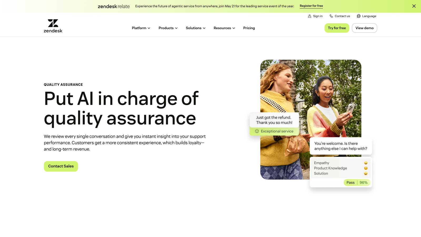 Screenshot of Klaus (Zendesk QA) website