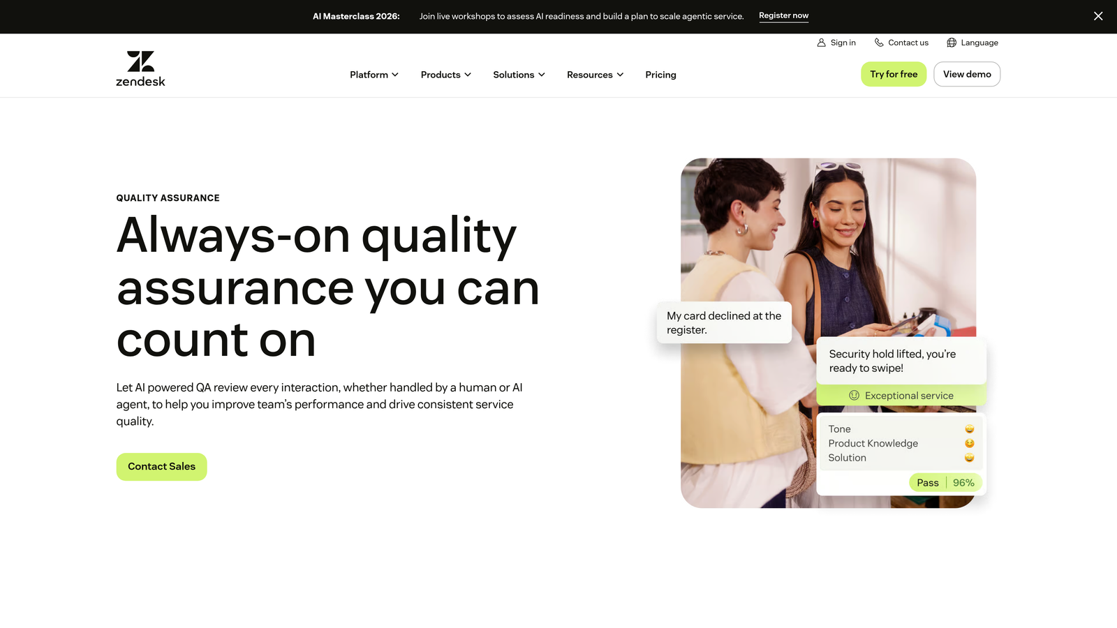 Screenshot of Klaus (Zendesk QA) website
