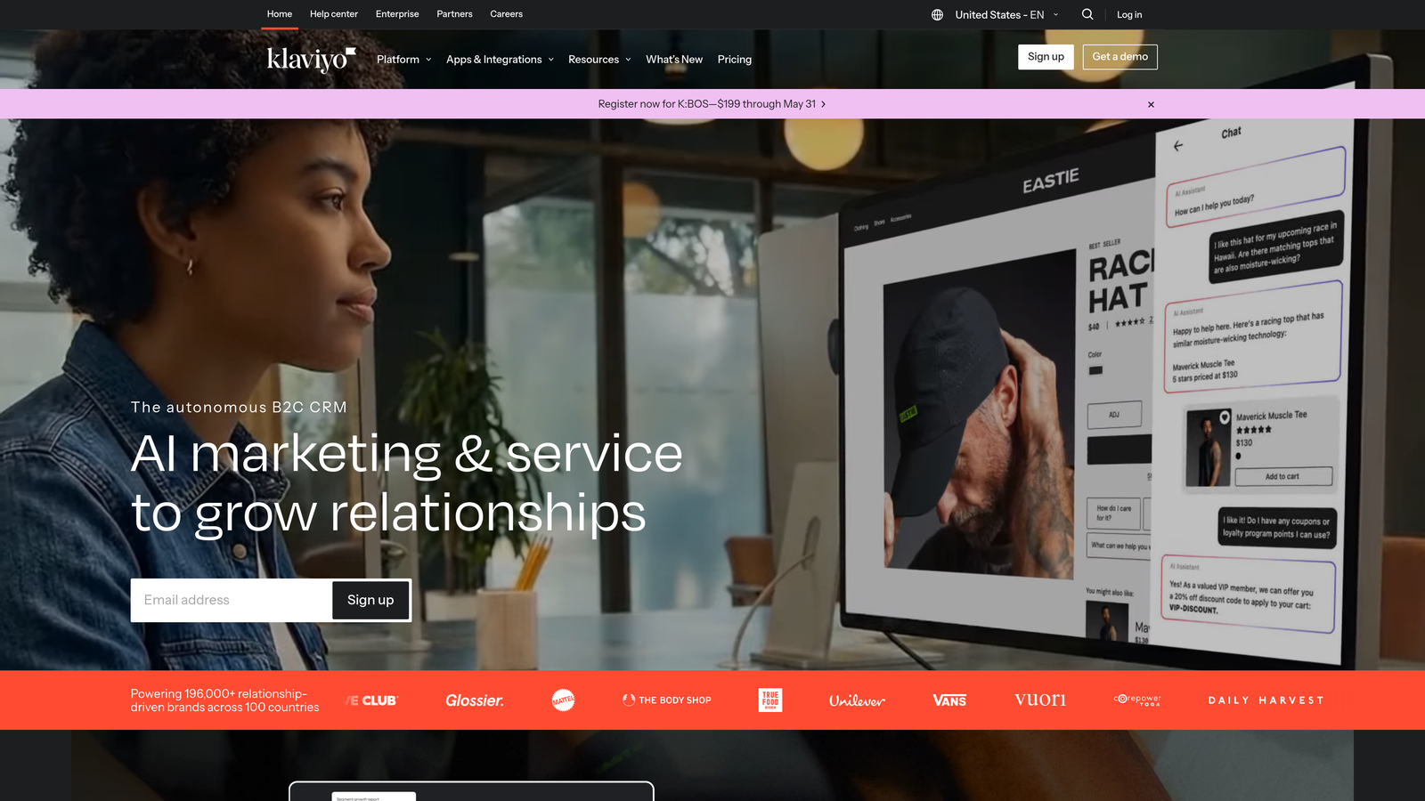 Screenshot of Klaviyo website