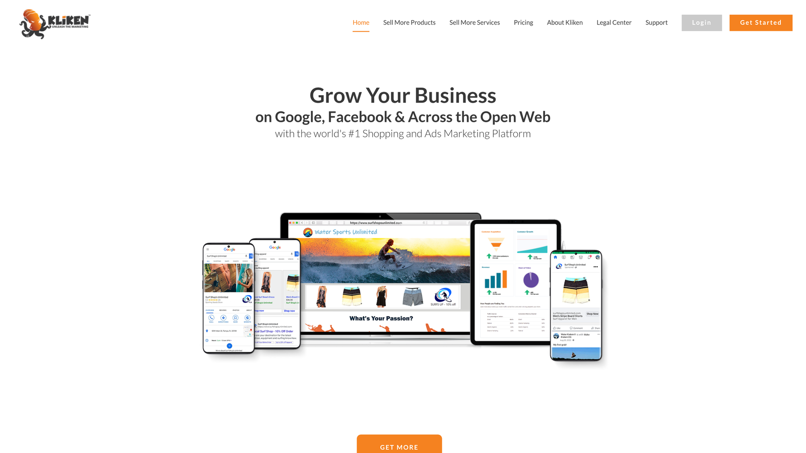 Screenshot of Kliken website