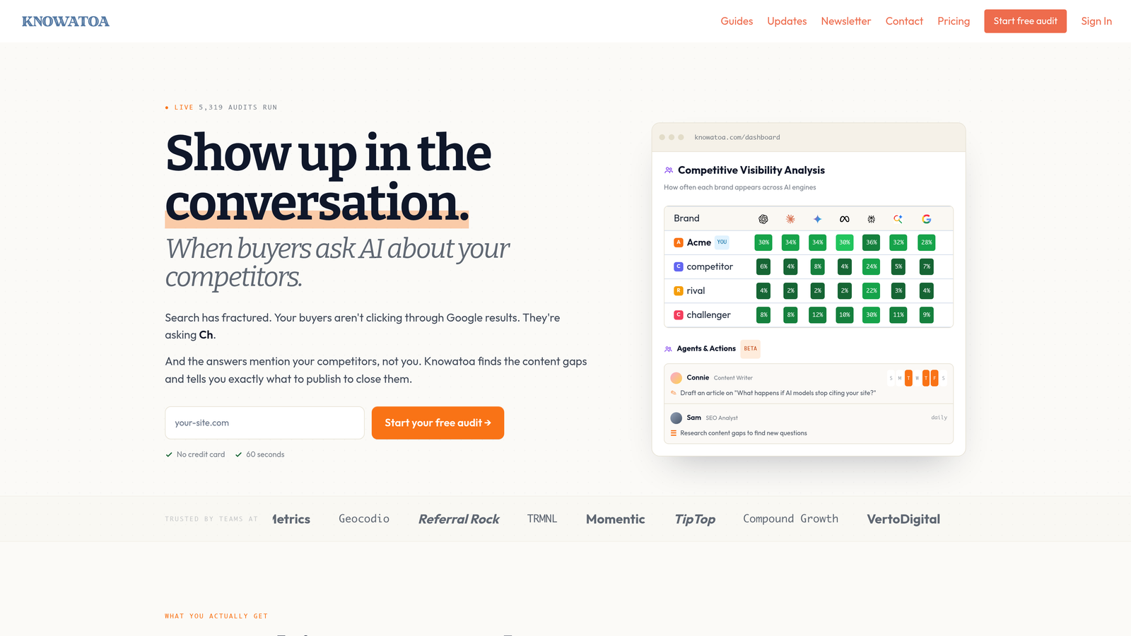 Screenshot of Knowatoa website