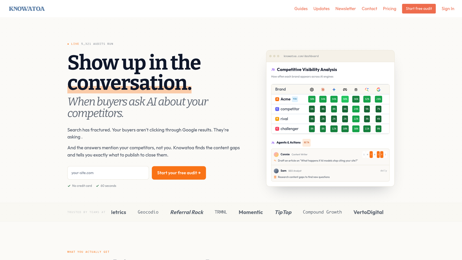 Screenshot of Knowatoa website
