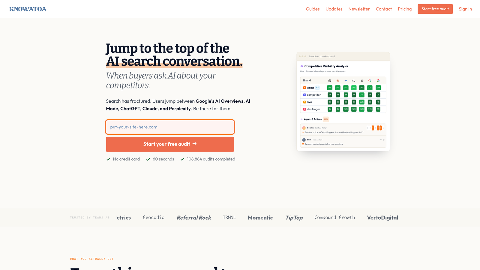 Screenshot of Knowatoa website