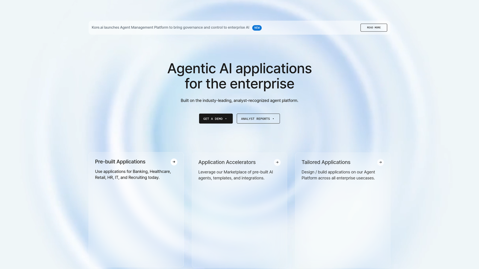 Screenshot of Kore.ai website