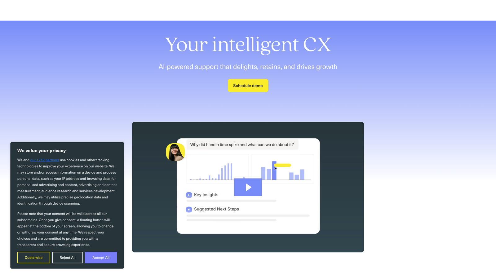 Screenshot of Kustomer website