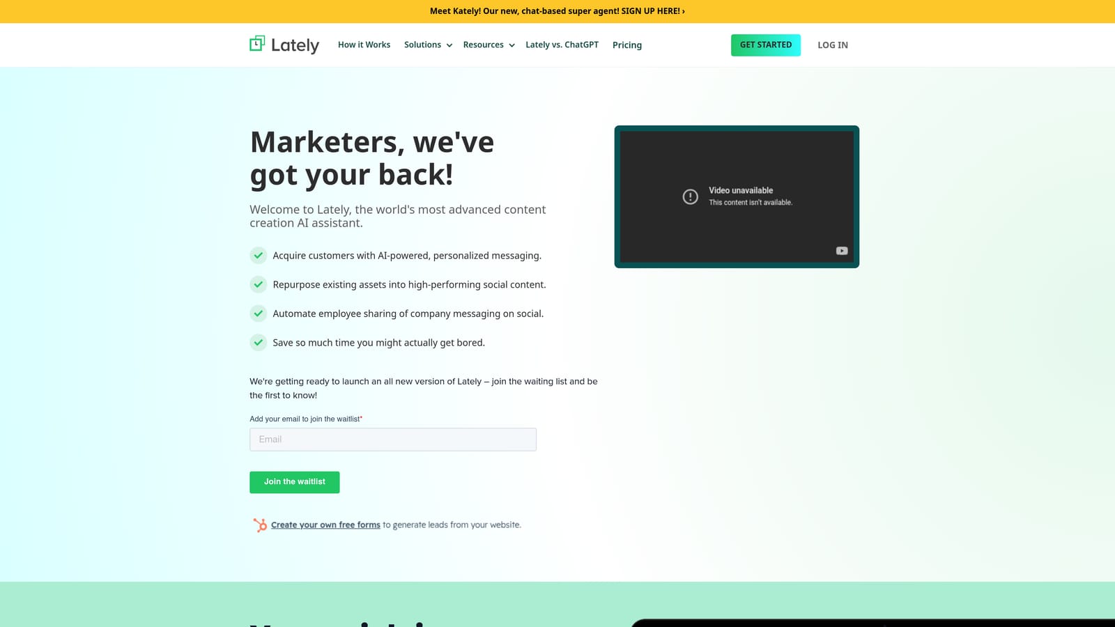 Screenshot of Lately AI website