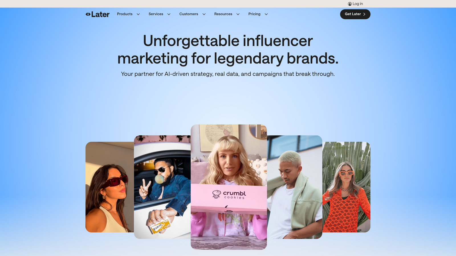 Screenshot of Later website homepage