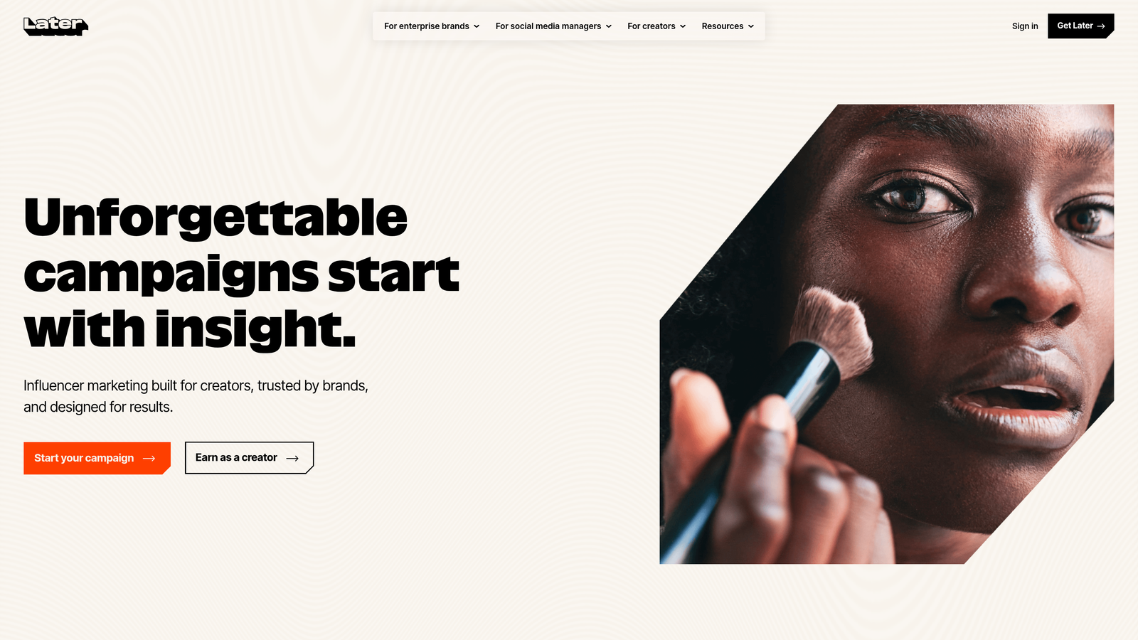 Screenshot of Later website