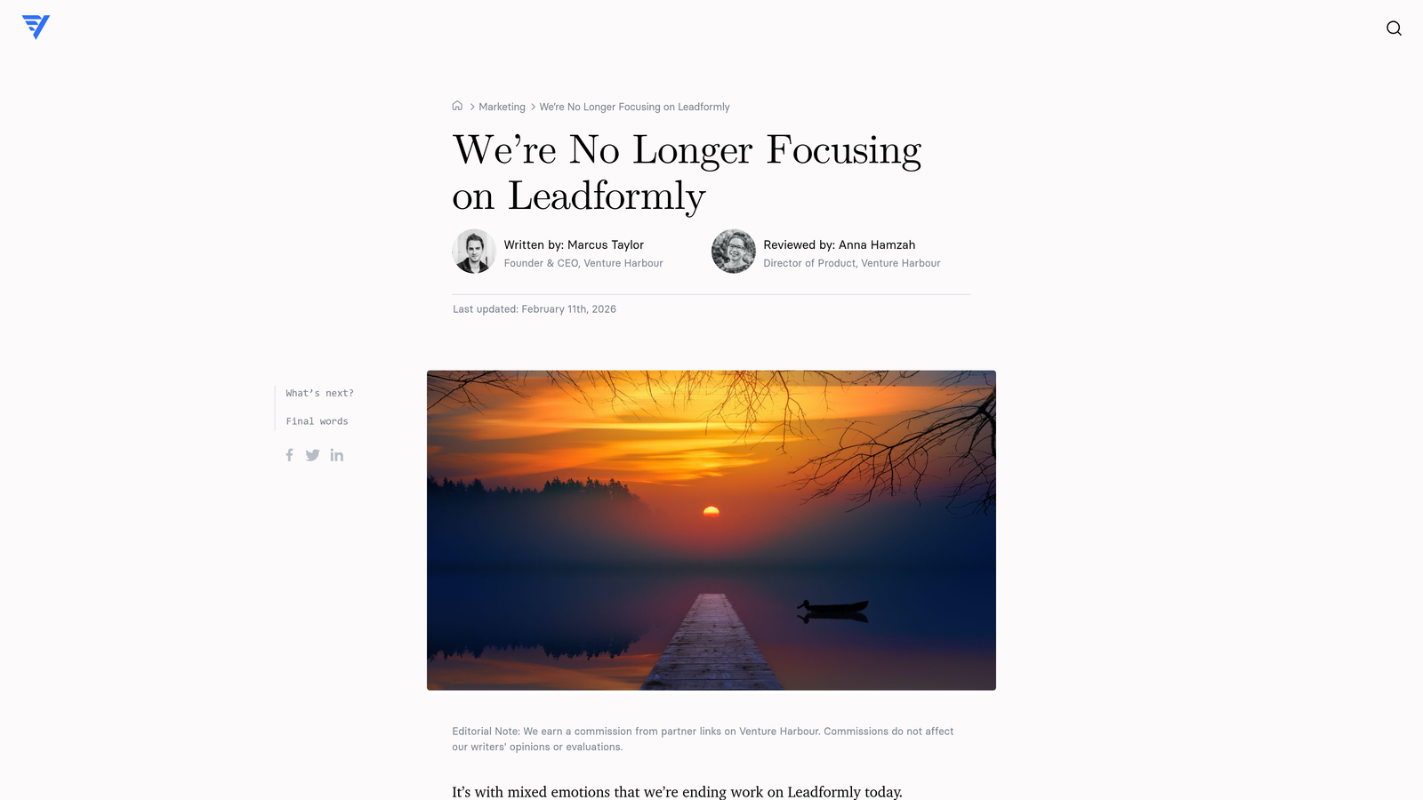 Screenshot of Leadformly website