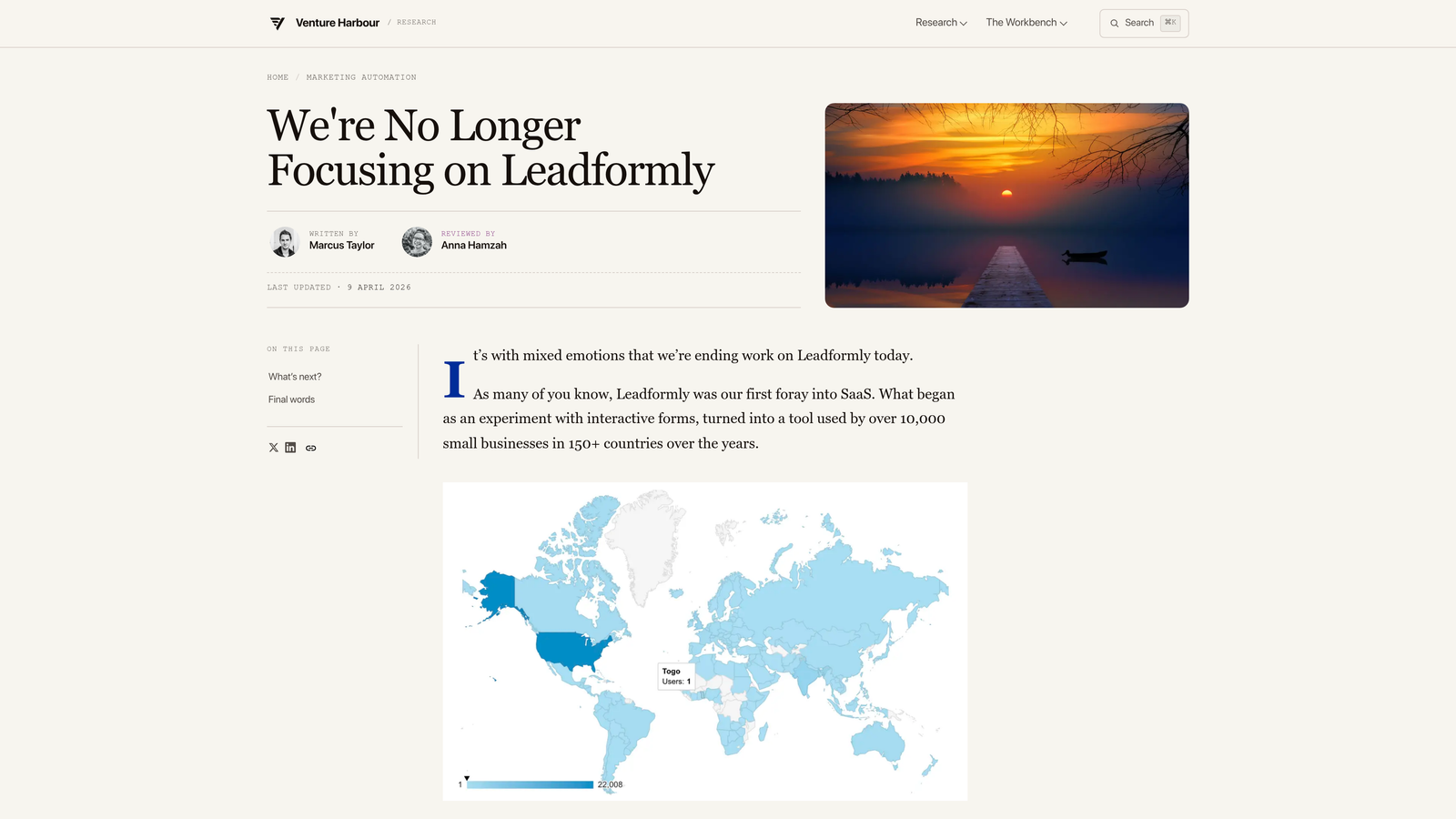 Screenshot of Leadformly website