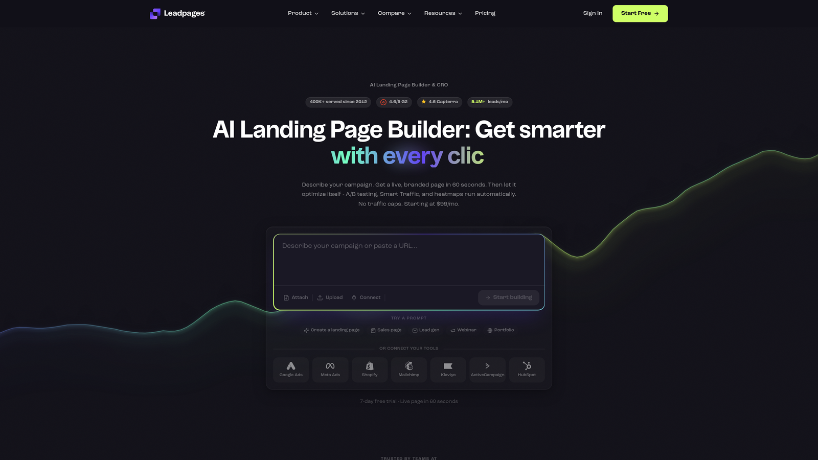 Screenshot of Leadpages Forms website