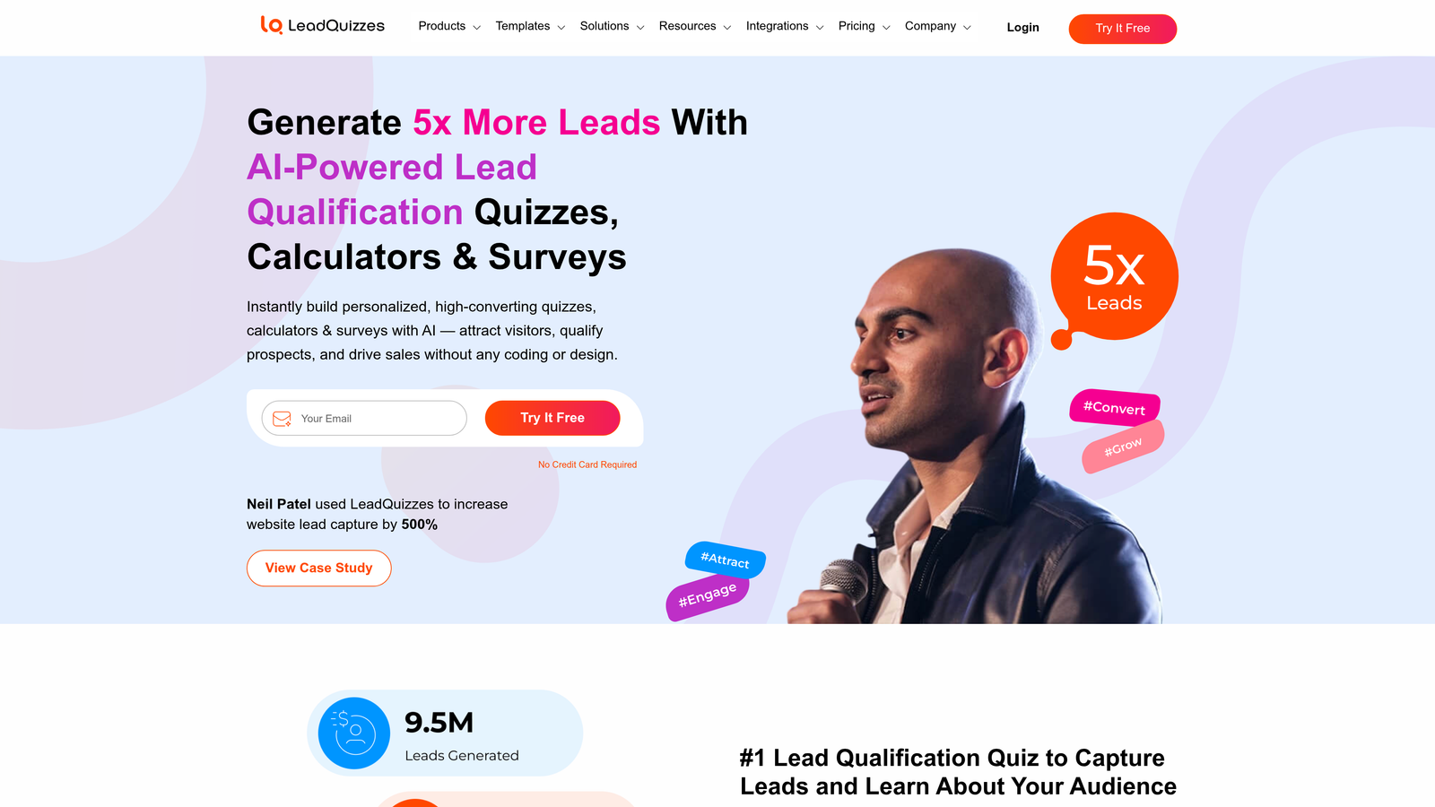 Screenshot of LeadQuizzes website
