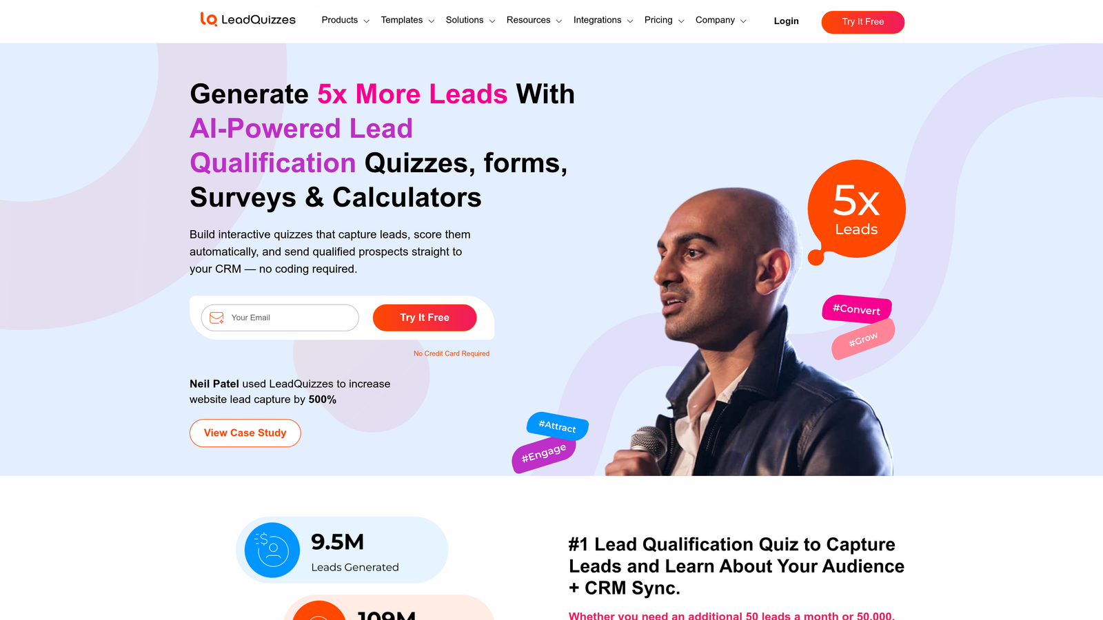 Screenshot of LeadQuizzes website