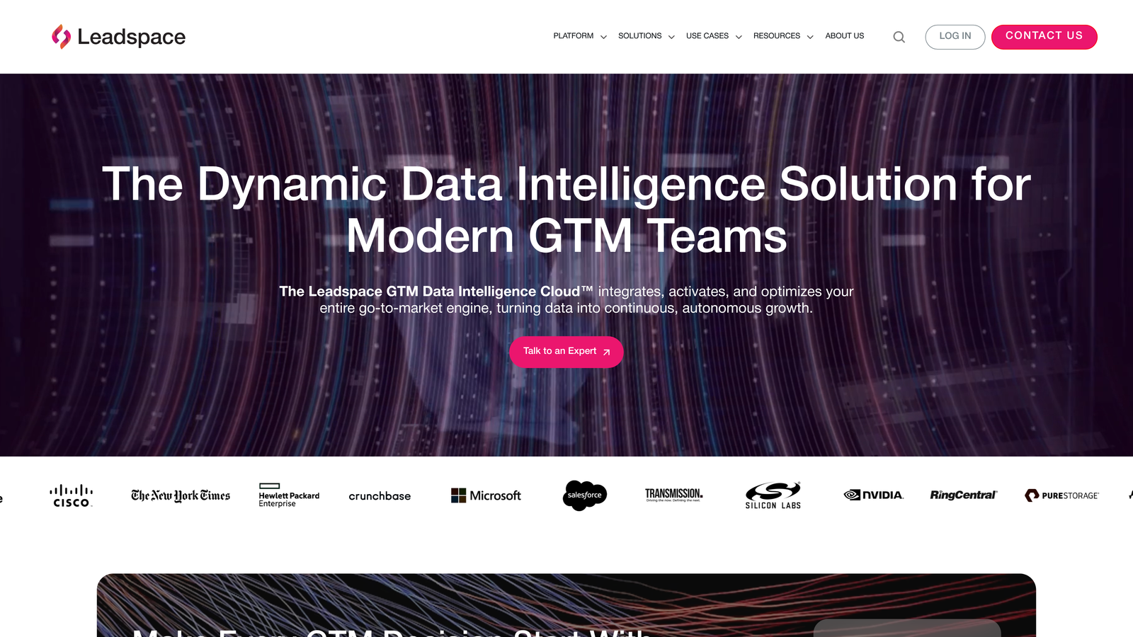 Screenshot of Leadspace website