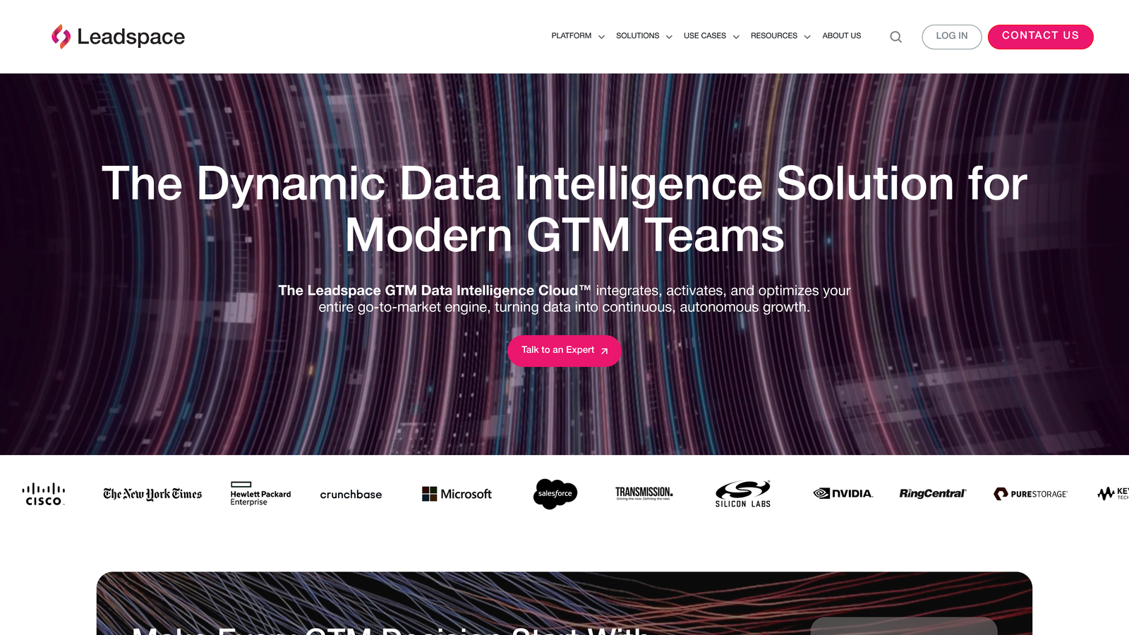 Screenshot of Leadspace website