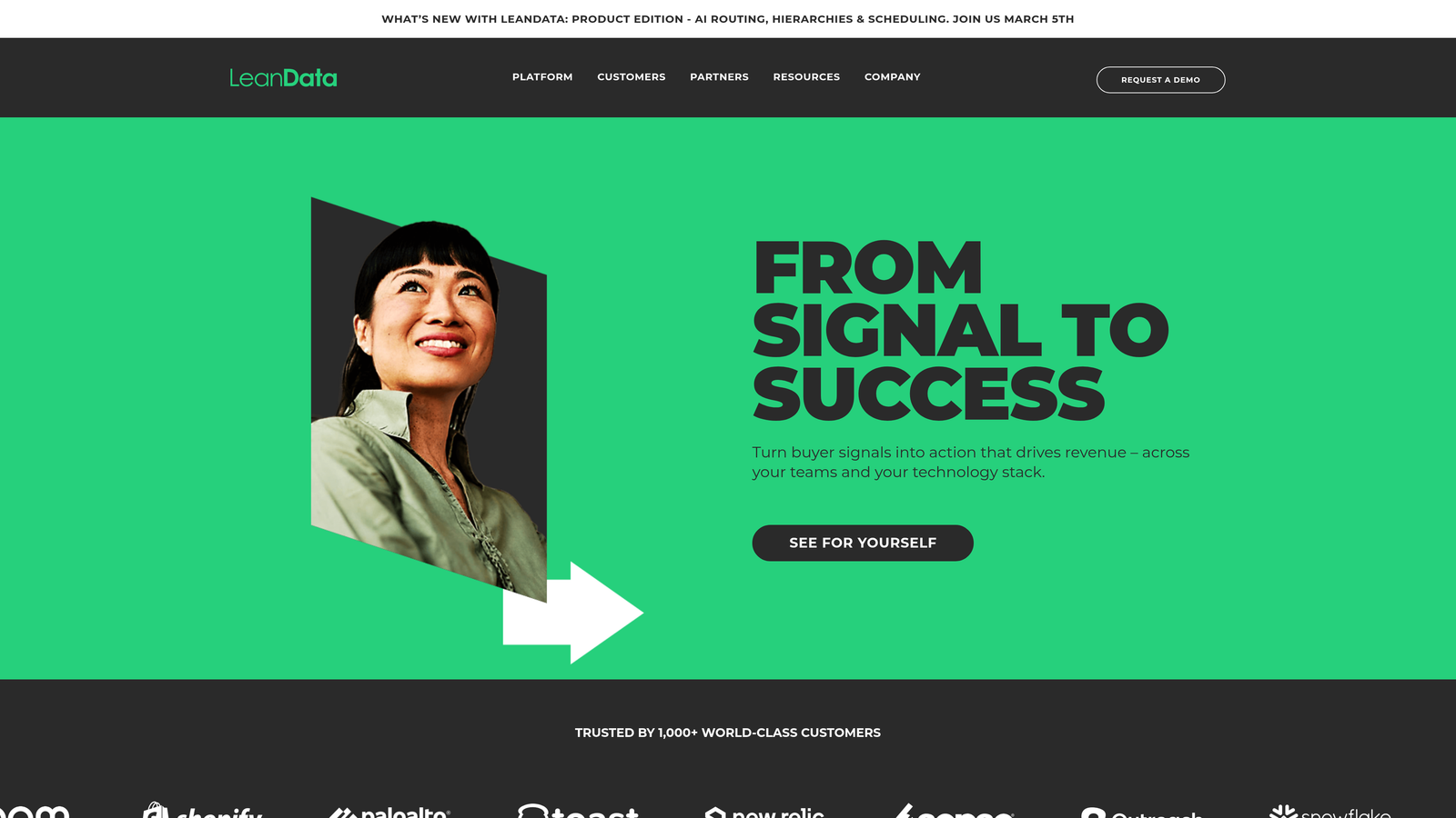 Screenshot of LeanData website