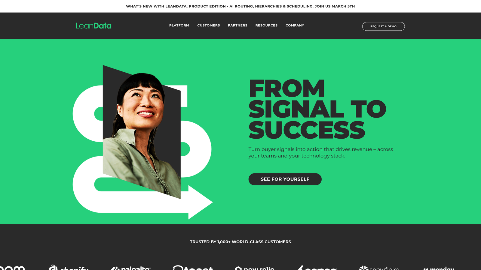 Screenshot of LeanData website