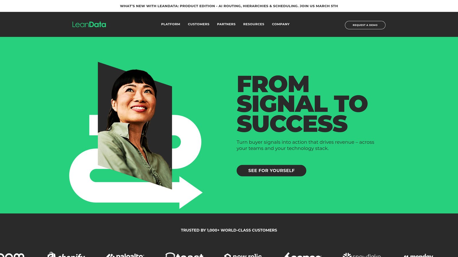 Screenshot of LeanData website