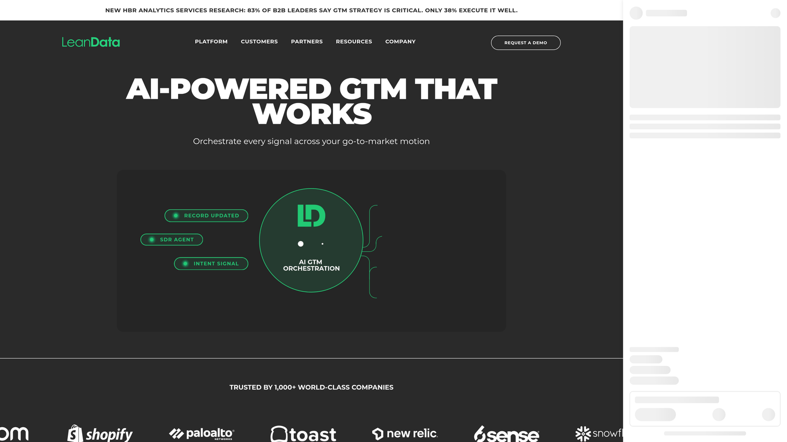 Screenshot of LeanData website