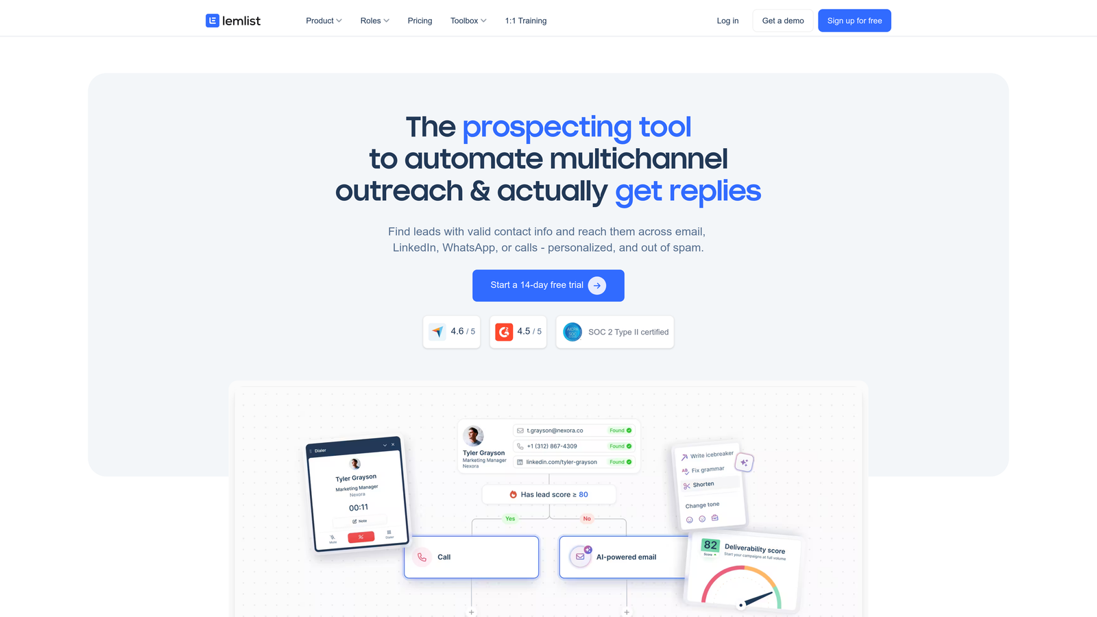 Screenshot of Lemlist website